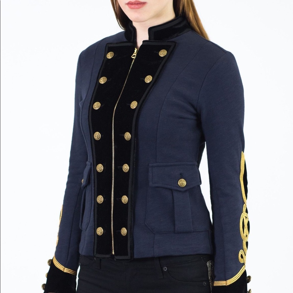 Ralph Lauren zip up sailor jacket military velvet